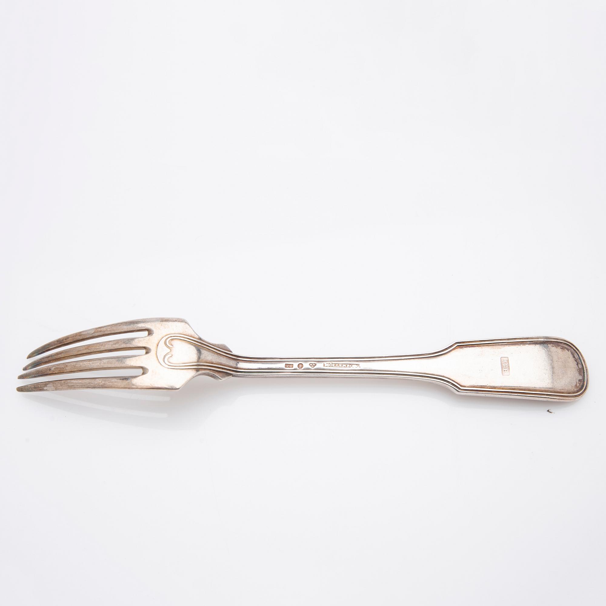 Gustaf Möllenborg, Cutlery, 6 + 6, silver, Stockholm 1836.