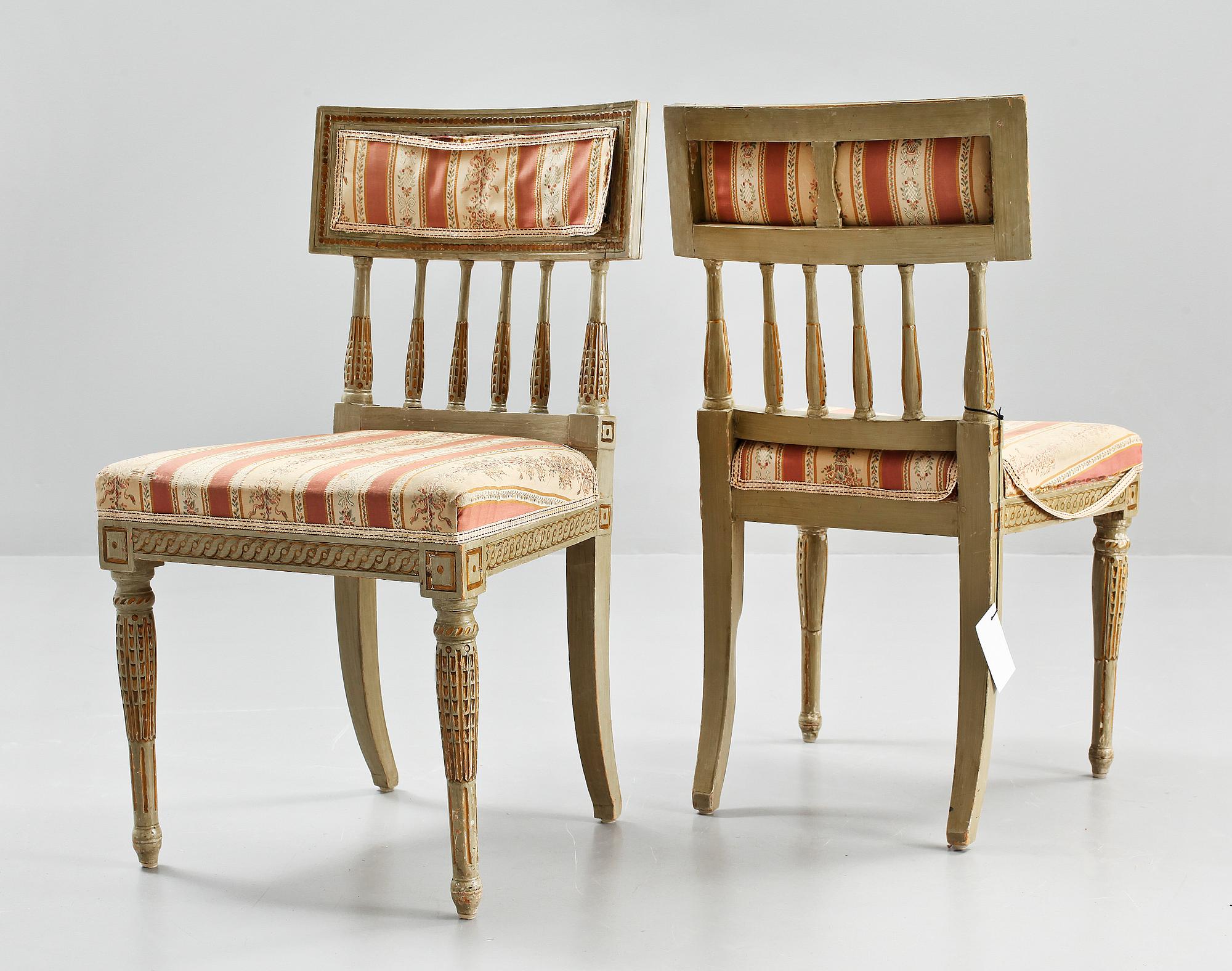 STOLAR, ett par, sengustavianska, 1700/1800-tal.