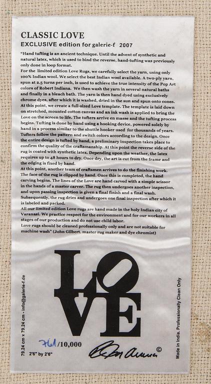 MATTA, Robert Indiana "Classic Love" numrerad 761/10.000, ca 76 x 76 cm.
