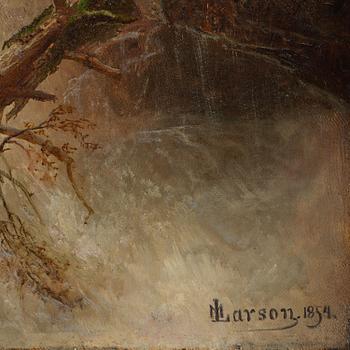 Marcus Larsson, ”Svenskt landskap med vattenfall” (Swedish landscape with waterfall).