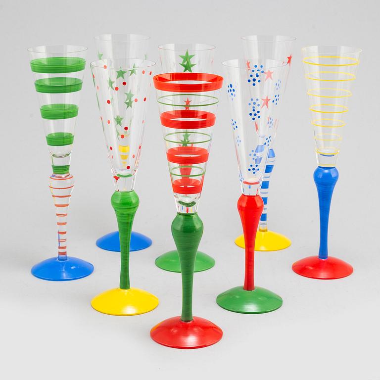 ANNE NILSSON, eight 'Clown' champagne glasses from Orrefors.