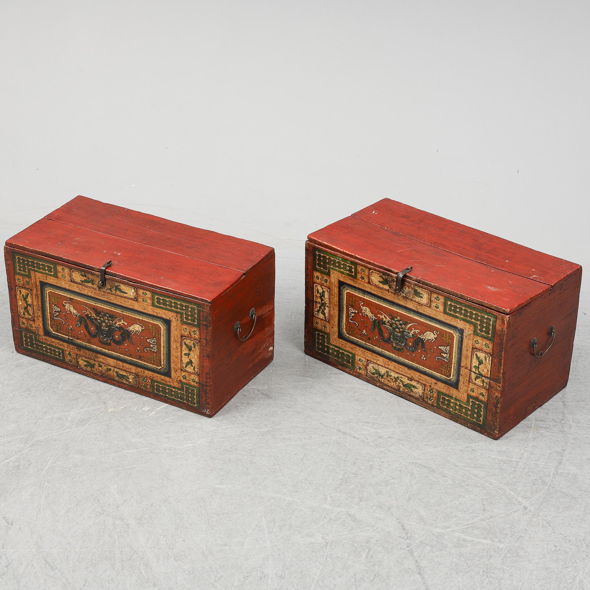 Two Chinese wooden cabinets, 20th century.