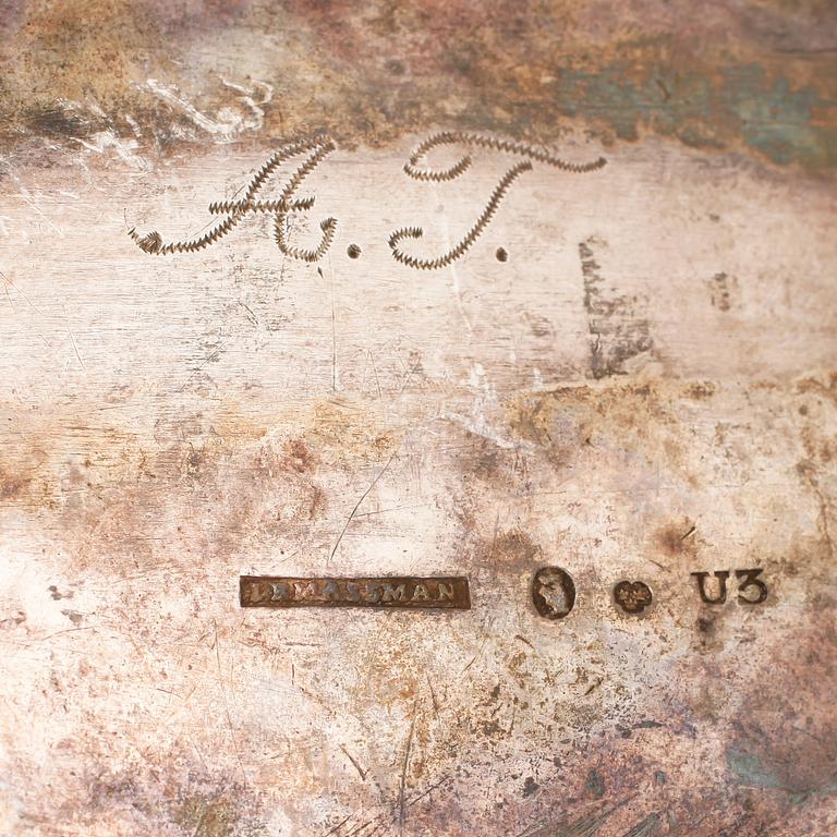 SOCKERSKRIN, silver, Johan Fredrik Massman, Stockholm, 1826, vikt 655 gram.