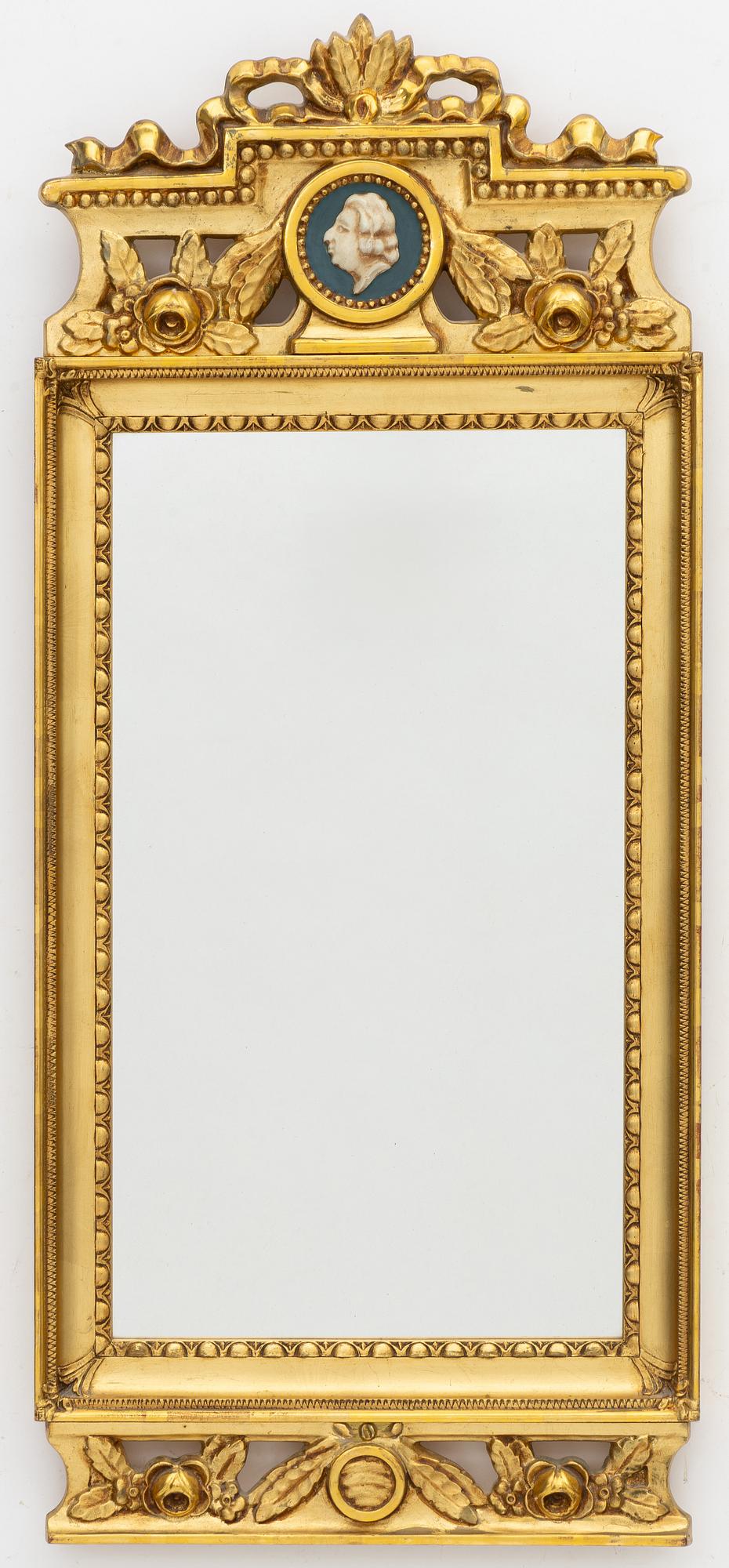 A Gustavian style mirror, Glas & Trä, Hovmantorp, mid-20th Century.
