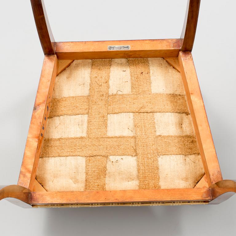 A pair of empire-style chairs by Myrstedt & Stern Stockholm, around 1900.