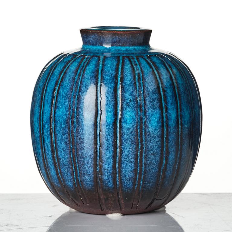 Wilhelm Kåge, Two Farsta stoneware vases, Gustavsberg Studio, 1948 and 1950.