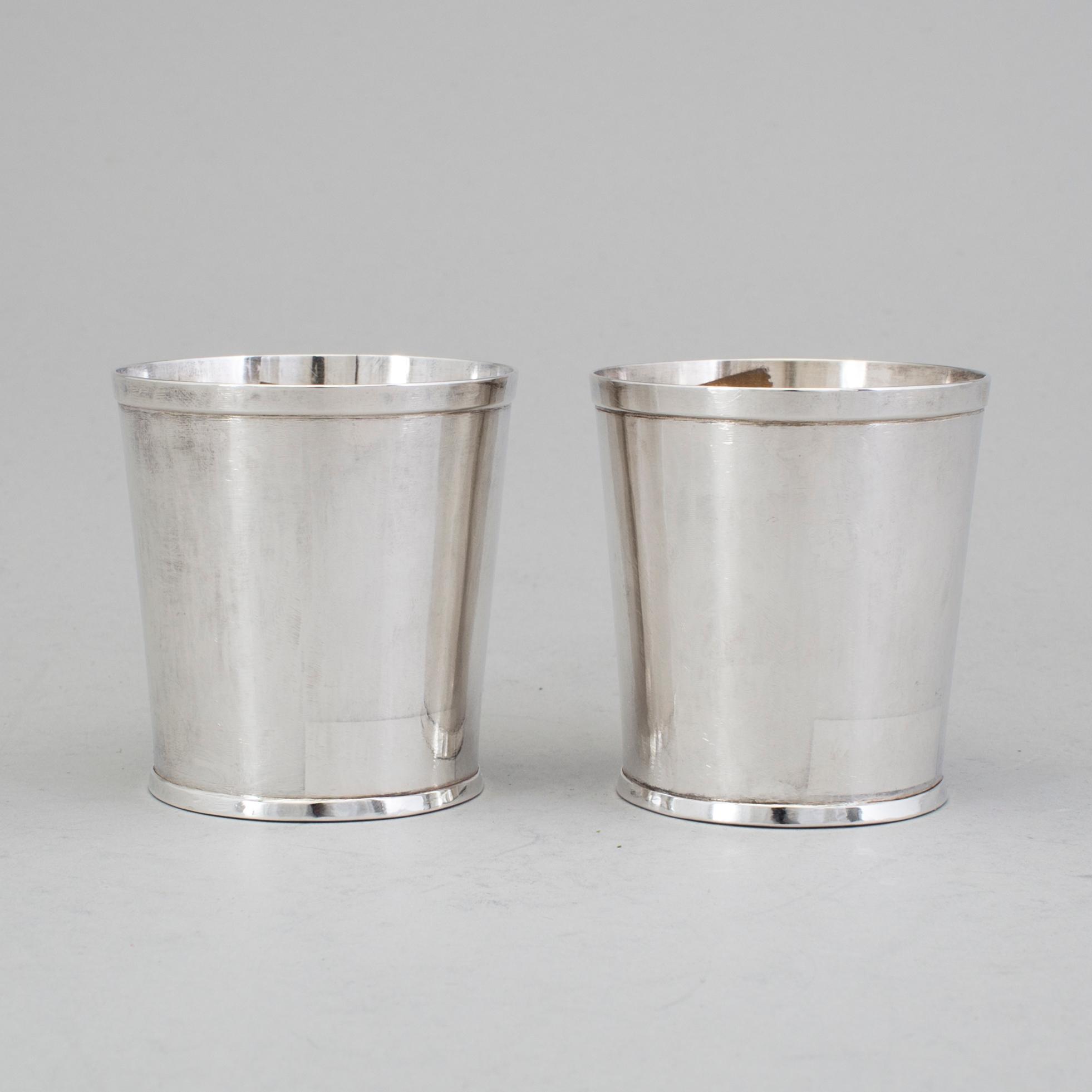 A pair of Swedish 20th century silver beakers, mark of Birger Haglund, Stockholm 1989.