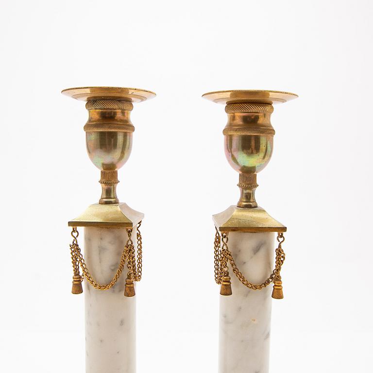 Candelabras, a pair, late Gustavian, 19th century.