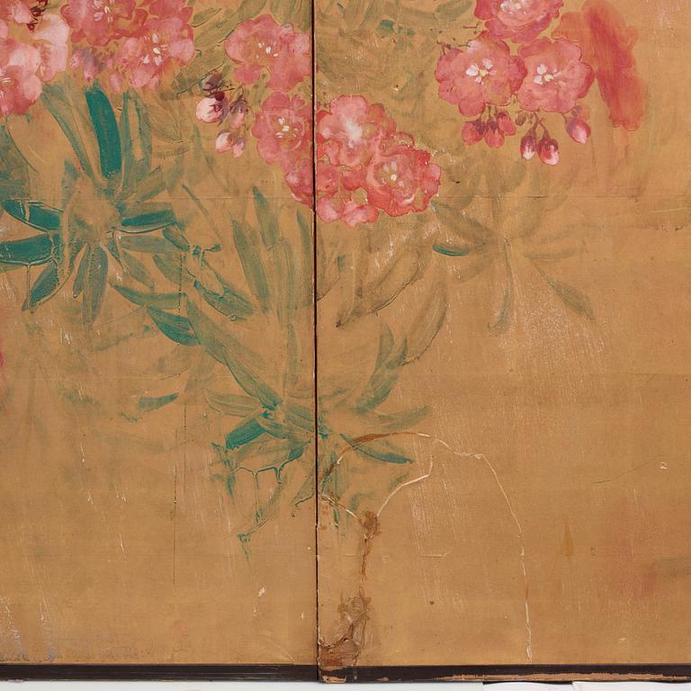 A Japanese six fold screen, early 20th Century.