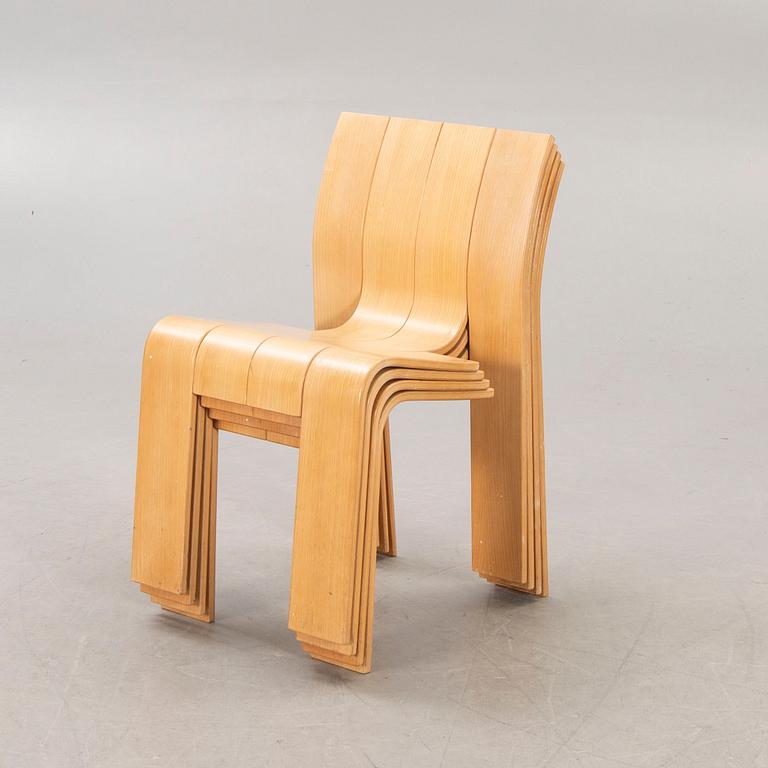 A set of four 1970s Gijs Bakker, oak chairs for Castelijn Netherlands,