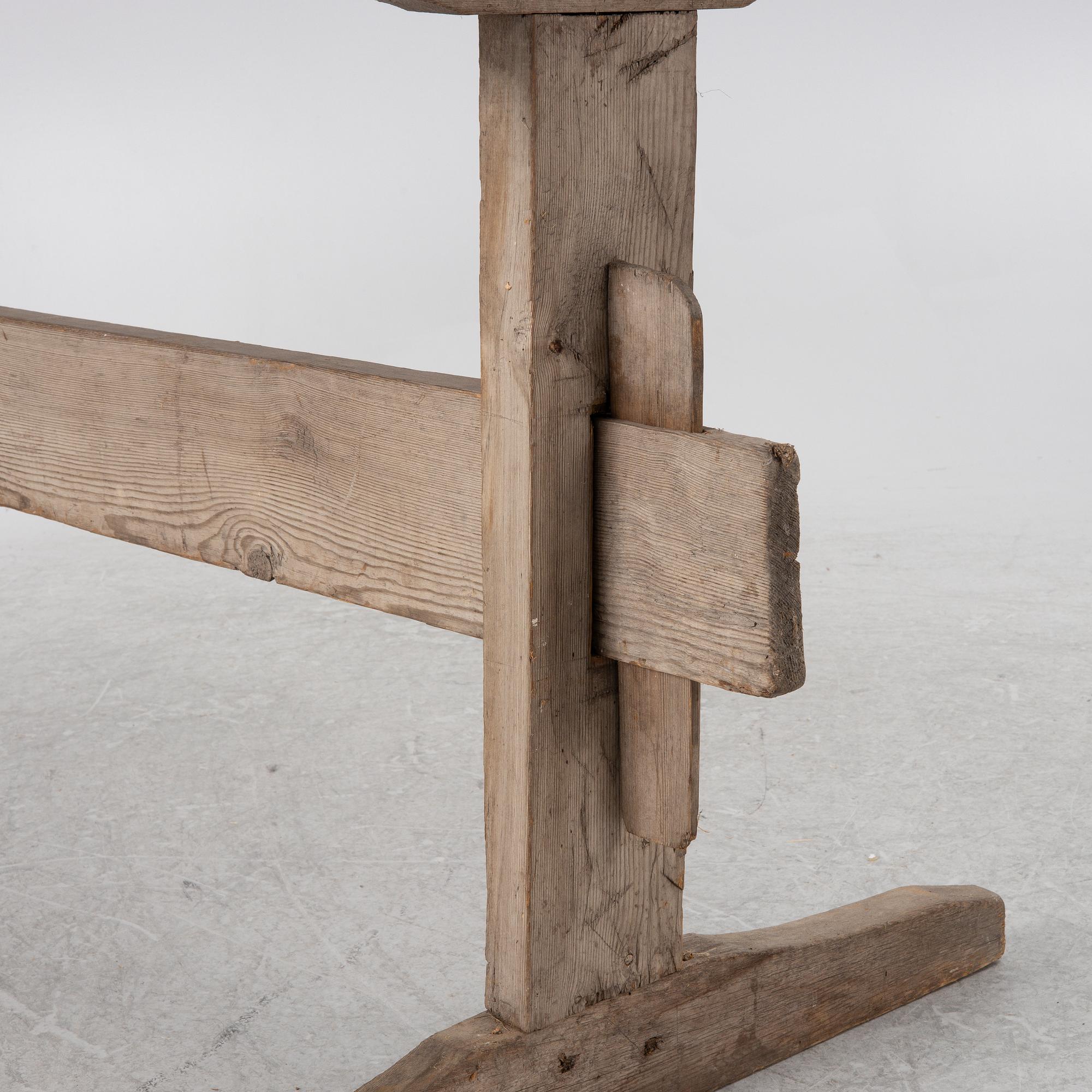 A wooden table, circa 1900.