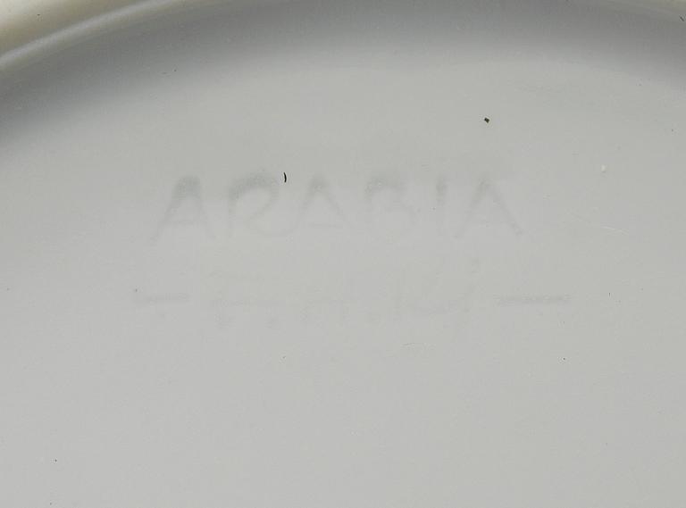 FRIEDL HOLZER-KJELLBERG, 8 TEA CUPS WITH SAUCERS, AND BOWL, rice grain porcelain, signed, Arabia.