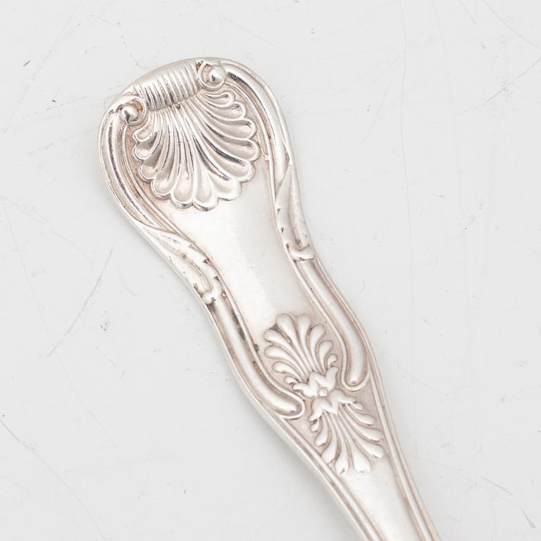 Bestick, 30 delar, silver, "Engelsk snäck", bl a JE Torsk, Stockholm 1862.