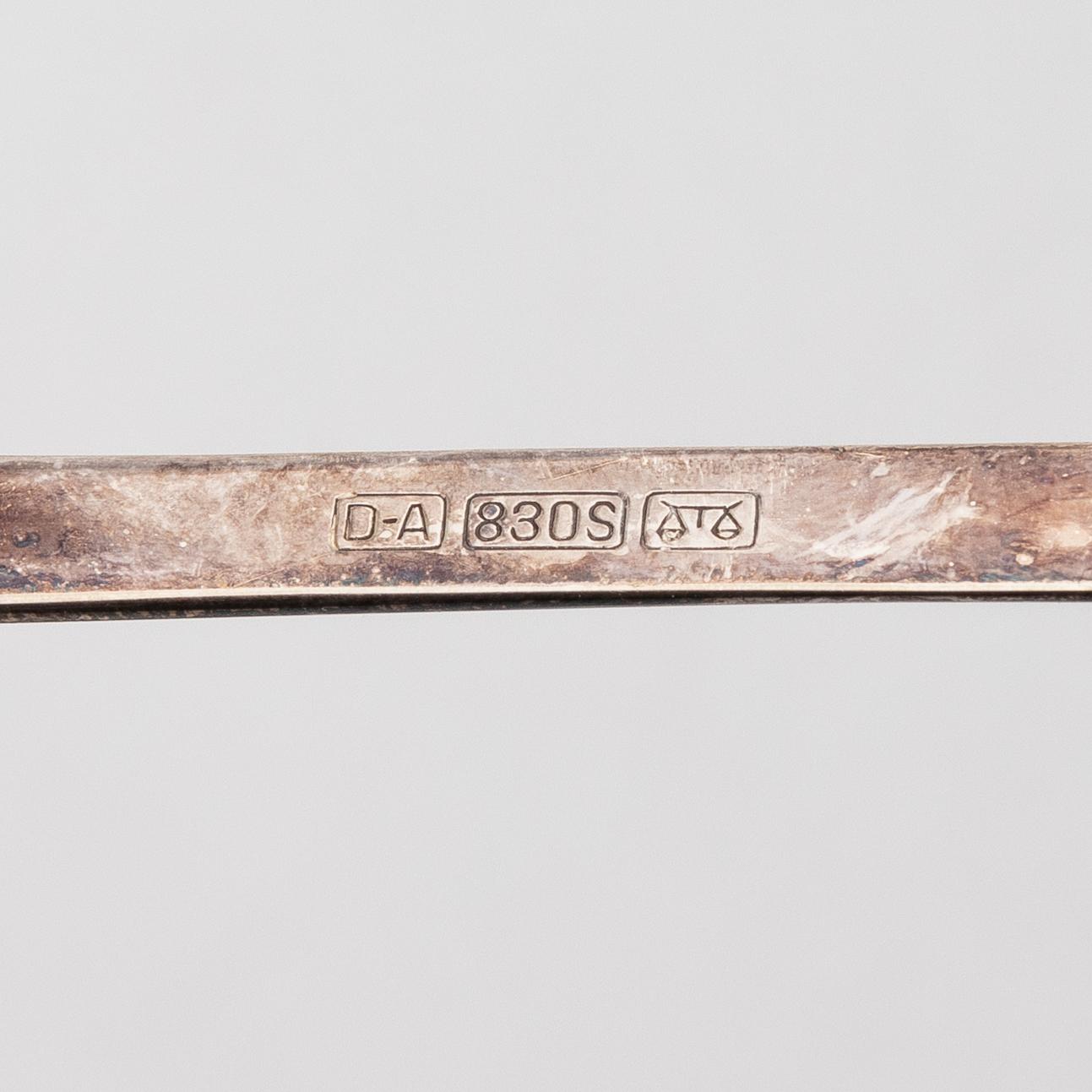 A pair of silver salad servers, David Andersen, Norway, mid-20th century.