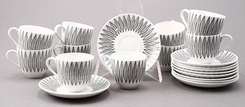 KAFFESERVISDELAR, 10 st, flintgods, "Salix", Gustavsberg.