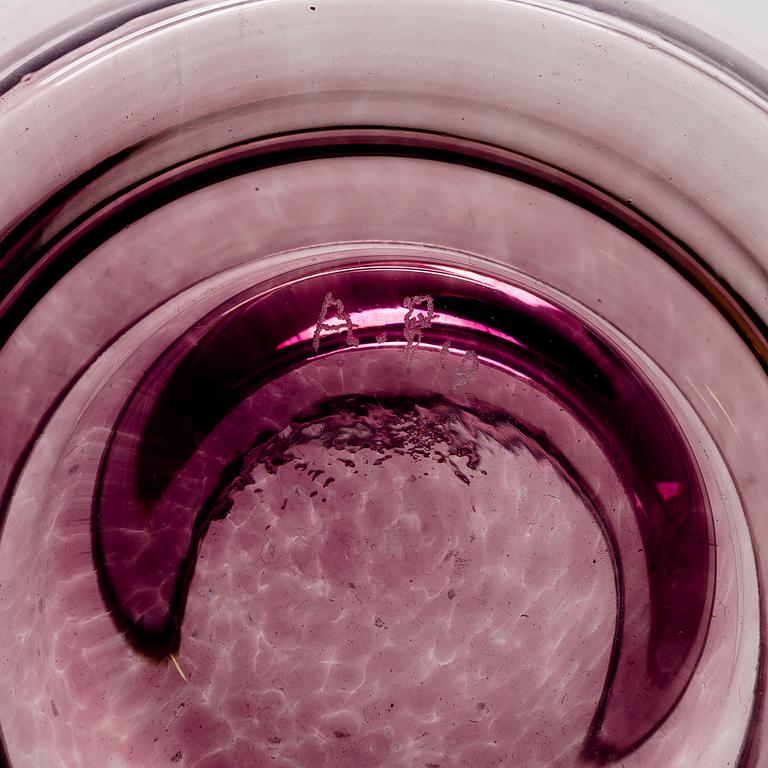 ALEKSI PUUSTINEN, A three-piece glass candleholder, signed.