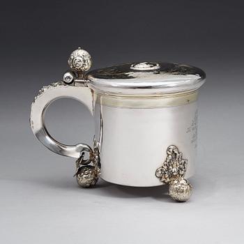 A Swedish late 17th century parcel-gilt tankard, marks of Didrik Hansson Hysing, Stockholm 1699.