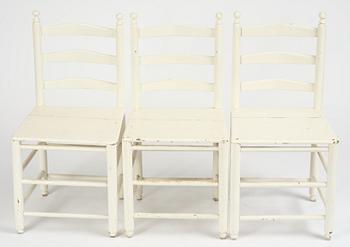 A set of three Gustavian ladderback chairs, late 18th/ early 19th century.