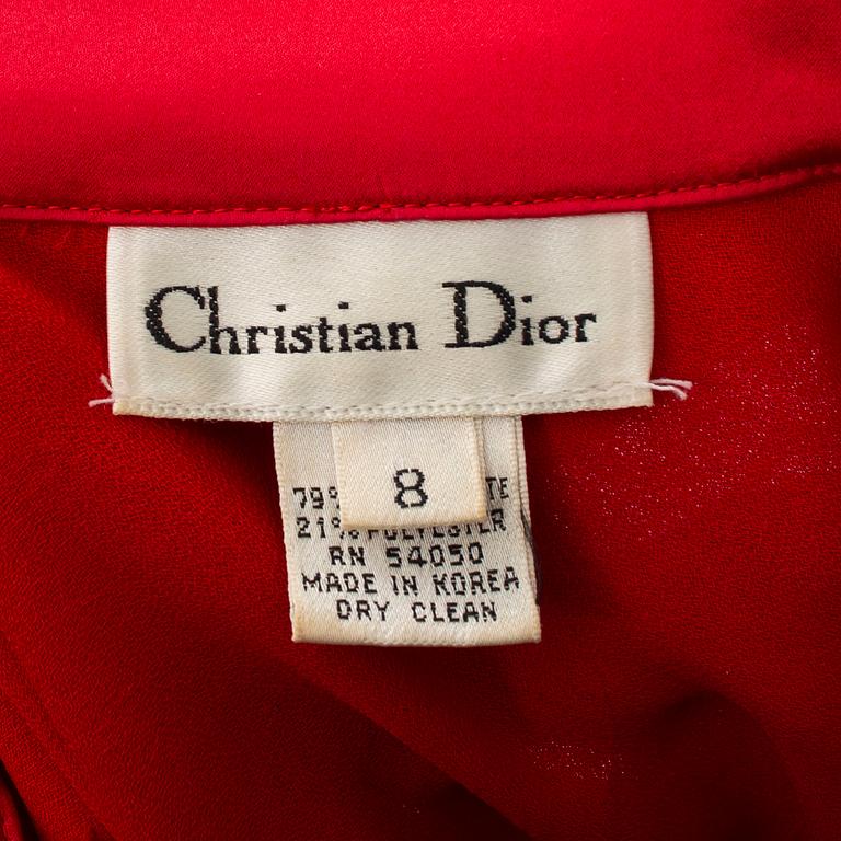 CHRISTIAN DIOR, synthetic blouse, 1970's/80's, size 8.