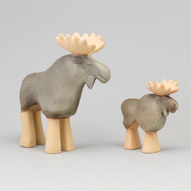 LISA LARSON, a pair of 'Älg' stoneware figurines from Gustavsberg.