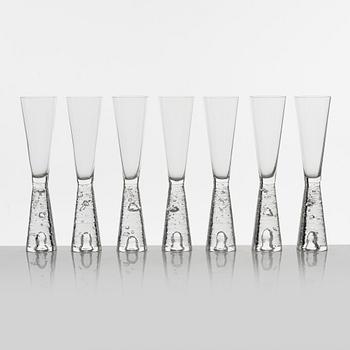 Timo Sarpaneva, champagneglas, 7 st, "Arkipelago", Iittala, Finland, 1980-1993.