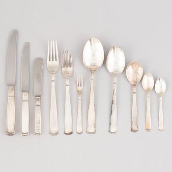 Jacob Ängman, an 85-piece silver flat wear set, "Rosenholm", GAB, Stockholm, Sweden, 1945-53.