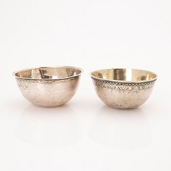 Four beakers, silver, Kristianstad, 18th/19th century.