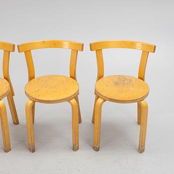 Alvar Aalto, stolar, 4 st, modell 69, Artek, Finland, 1900-talets andra hälft.