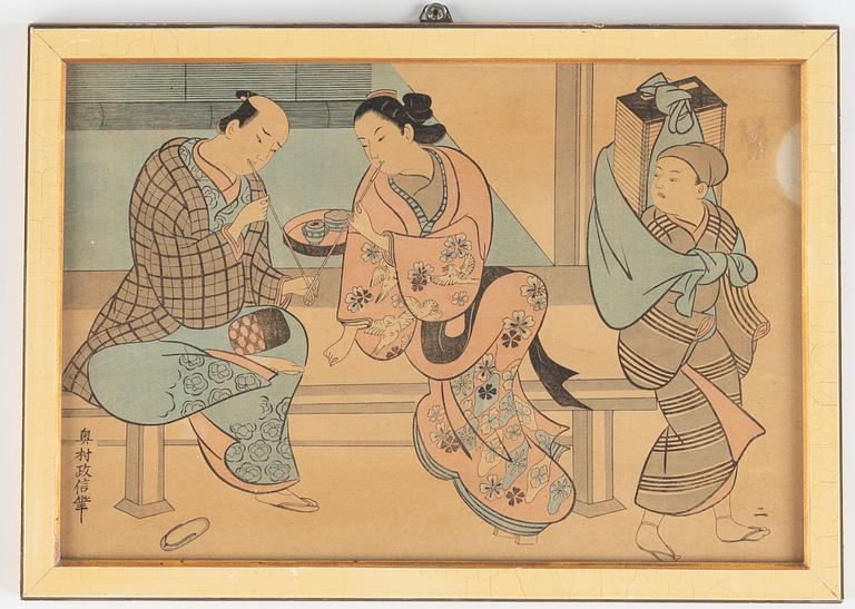 Okumura Masanobu, troligen efter, färgträsnitt, Japan, 1800-tal.