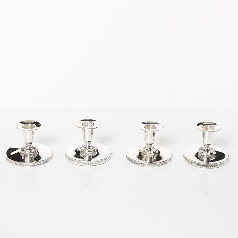Ljusstakar, 4 st, silver, K&EC, Göteborg 1958-62.