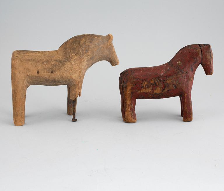 Two wooden horses, 19th century.