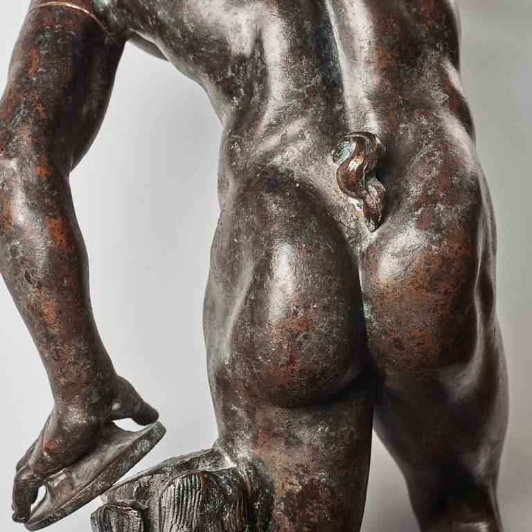 SCULPTURE, probably Italy 18th Century. Satyr with cymbals.