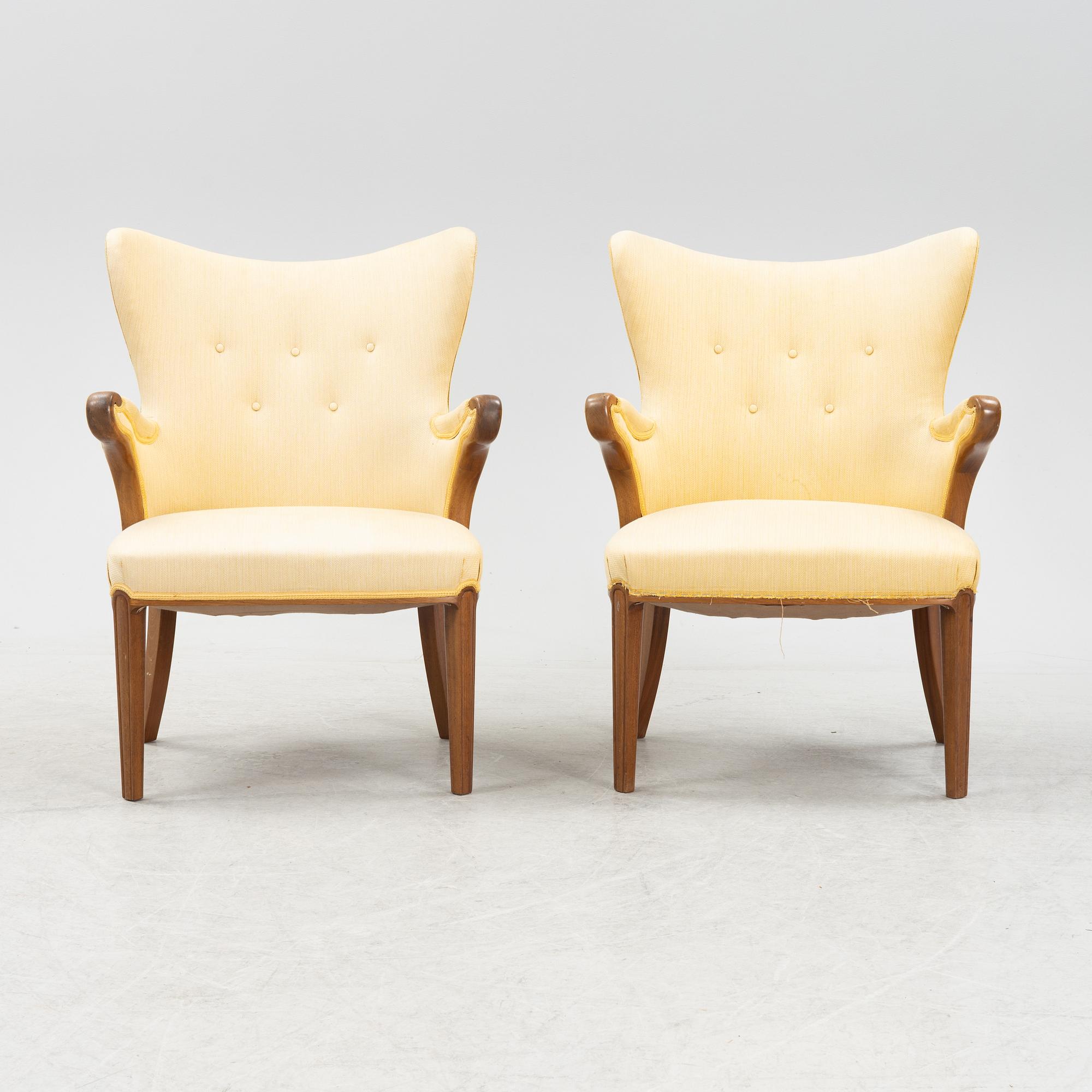 A apir of Swedish Modern armchairs, 1940's.