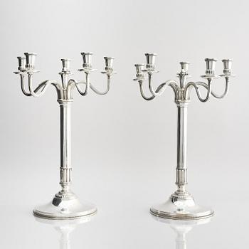 Atelier Borgila, a pair of silver candelabra, design Erik Fleming, Stockholm 1947.