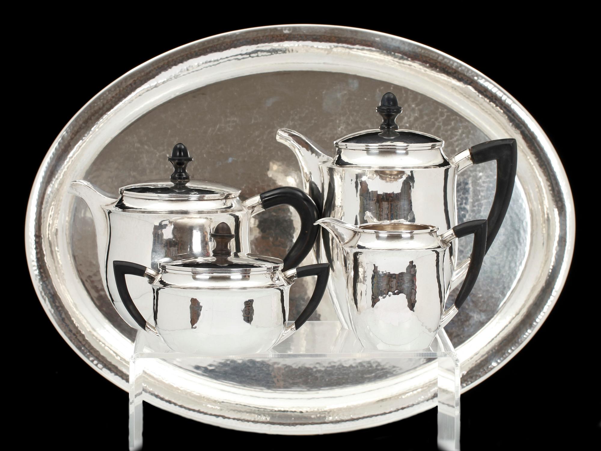 KAFFESERVIS, 5 delar, silver 800/1000, utländska stämplar. 2518 g.