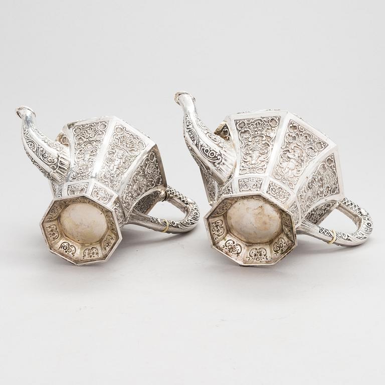 Te- och kaffeservis, 4 delar, silver, Tyskland 1900-talets första hälft.