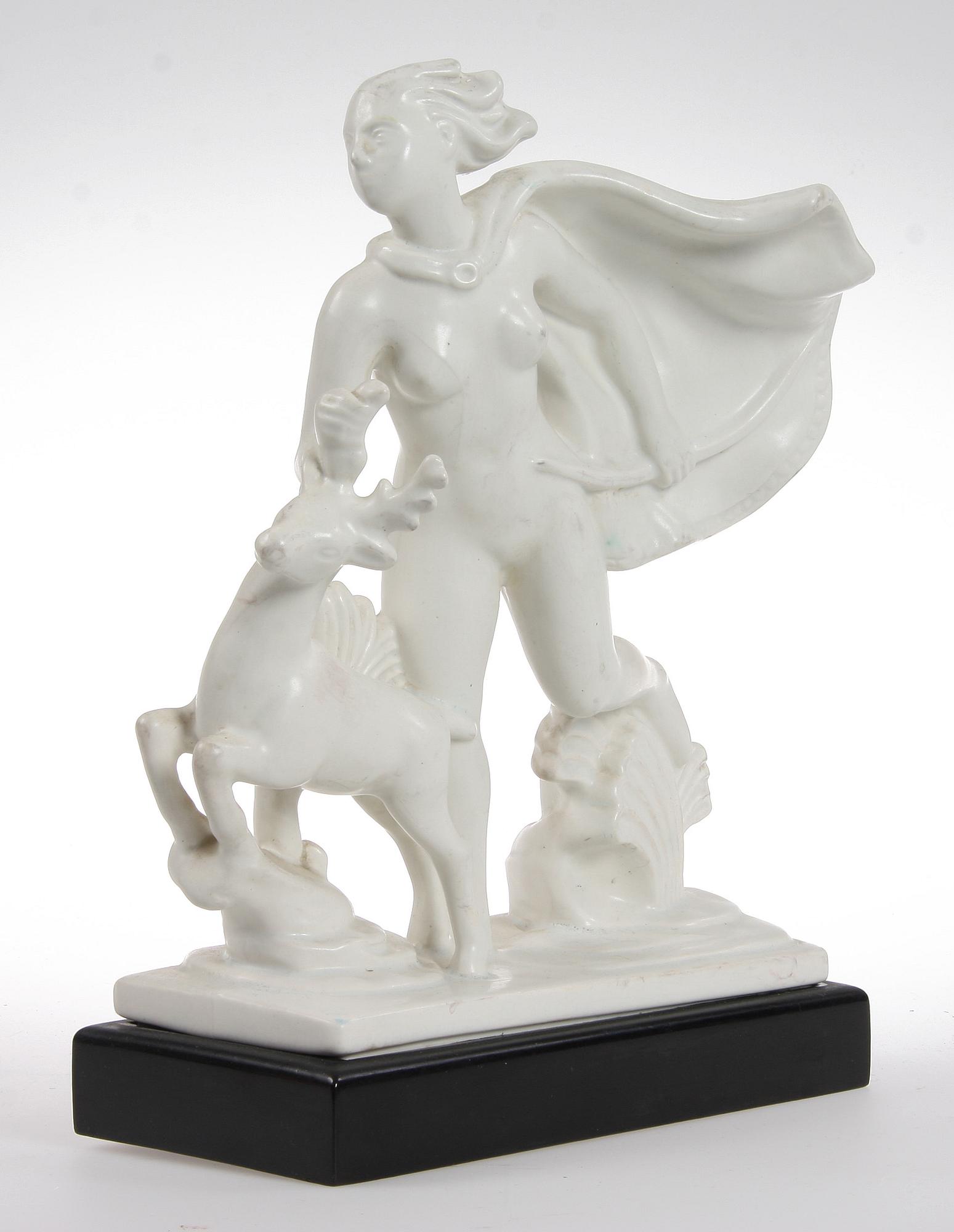 SKULPTUR, flintgods, "Diana" (1928-1960), Arthur Percy, Gefle Porslinsfabrik.