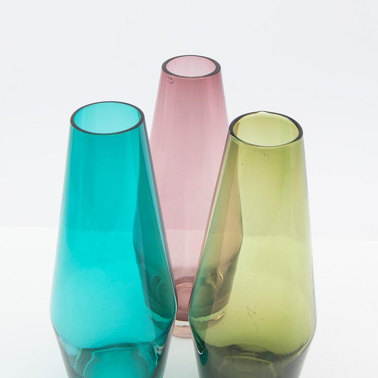 Tamara Aladin, vaser, 3 st, glas, Riihimäen Lasi, 1960/70-tal.