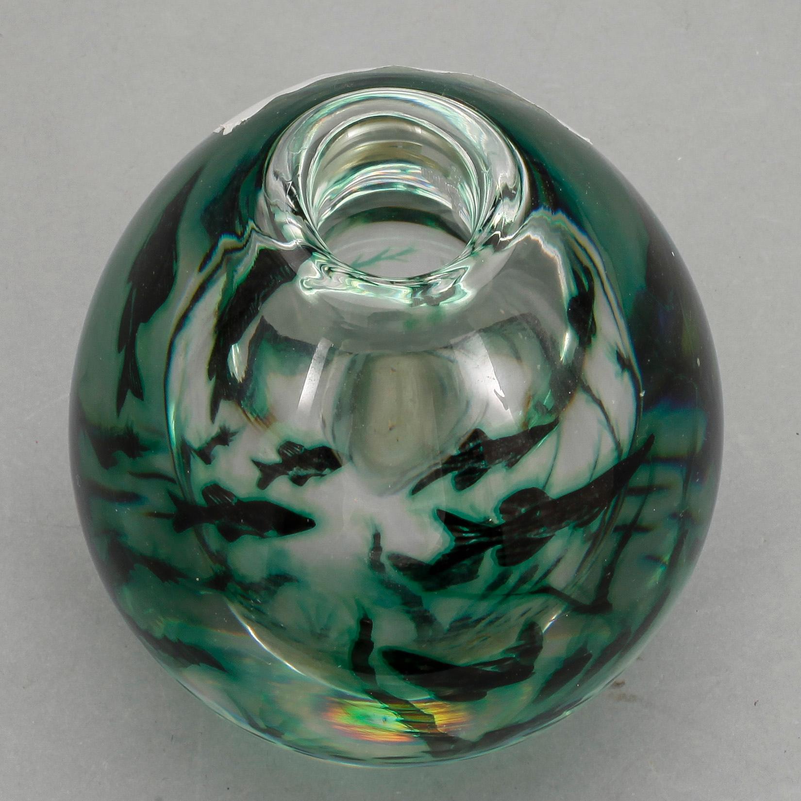 VAS, glas, "fiskgraal" Edward Hald, Orrefors 1953.