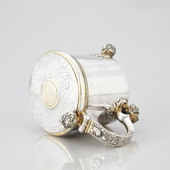 A Swedish late baroque parcel-gilt silver tankard, mark of Jeremias Britt, Kalmar (1736-1742).