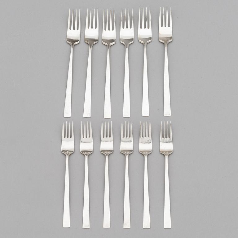 Bertel Gardberg, A 42-piece set of "Birgitta" silver cutlery, marked BG, Hopeatehdas oy, Helsinki 1956-65.