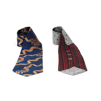 311. MOSCHINO, two silk ties.