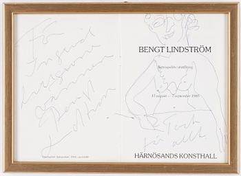 BENGT LINDSTRÖM, färglitografi, och teckning med dedikation i bläck, signerad och numrerad 118/400.