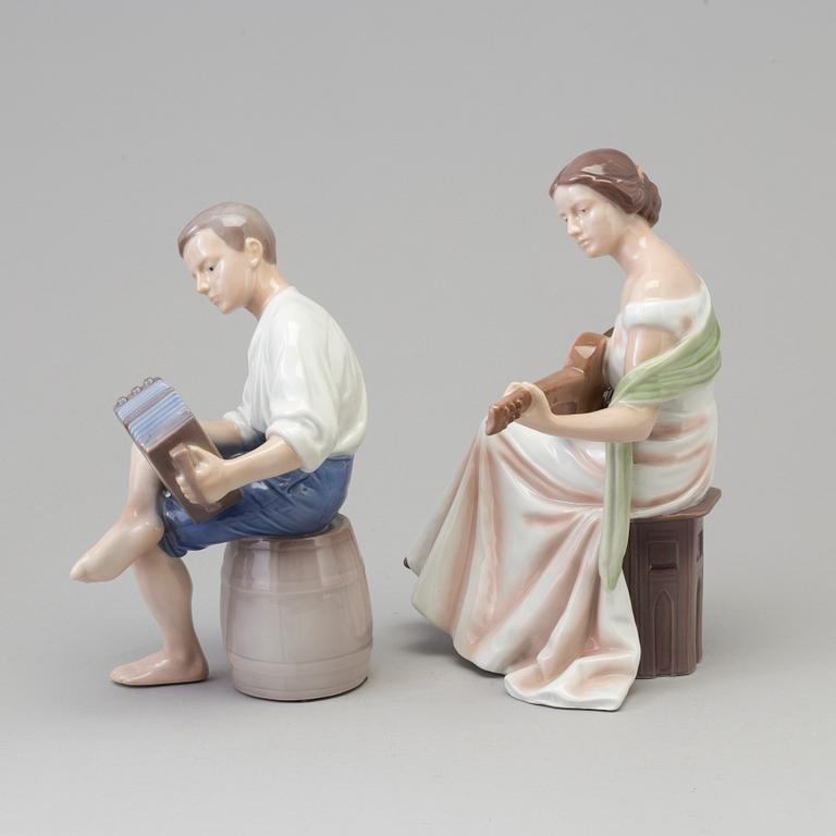 Two Bing & Gröndahl porcelain figure, Denmark, second half of the 20th century.