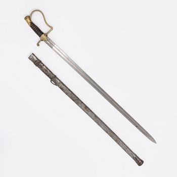 A Swedish artillery sabre, 1889 pattern, with scabbard.