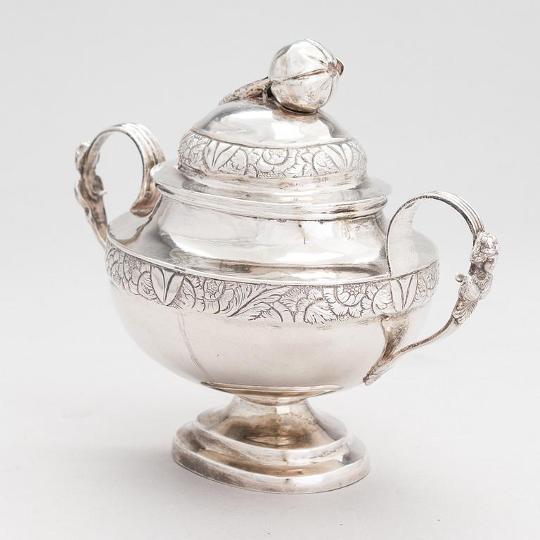 A 19th-century silver sugar bowl, maker's marks of Vincenzo Cachia di Michele, Malta 1842.