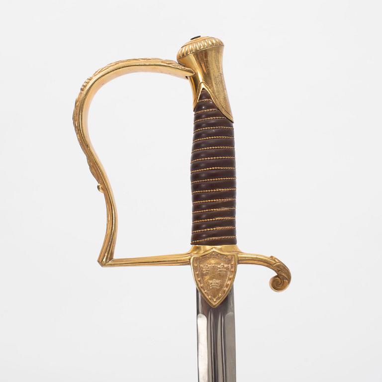 A Swedish officer's sabre, 1889 pattern, with scabbard.