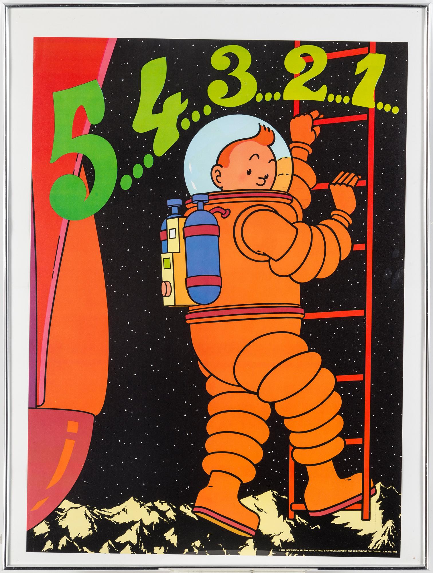 A pair of Tintin posters from Inspiration AB, Stockholm, 1970.
