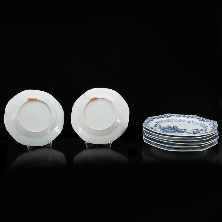 TALLRIKAR, 6 st samt ASSIETTER, 2 st, kompaniporslin, Kina, 1700-tal.