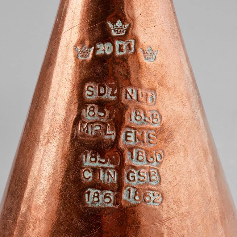 MÅTTSATS, 7 st, koppar, Sverige, 1800-tal.